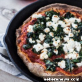 One-Pan Harissa Spinach Feta Pizza 5 Harissa, Spinach, and Feta Skillet Pizza