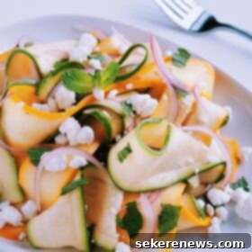 Summer Squash Ribbons with Mint and Goat Cheese 6 Shaved Summer Squash Salad with Goat Cheese and Mint