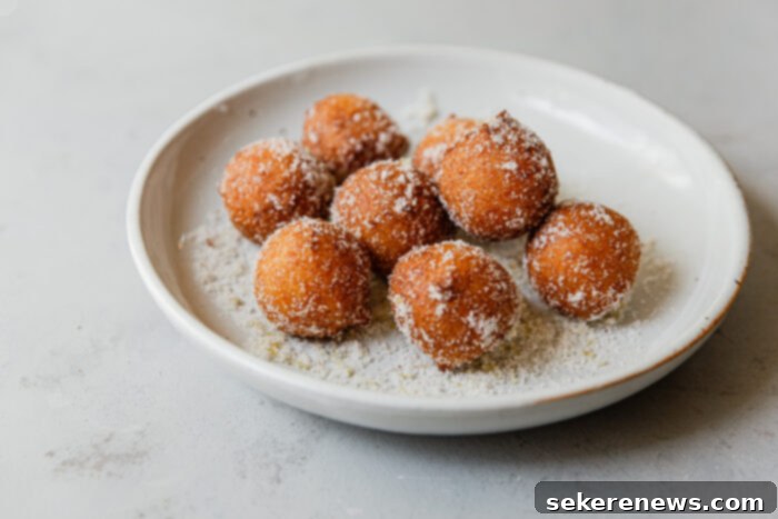 Pillowy Ricotta Doughnuts with Citrus Cardamom Sugar 12 Ricotta Donuts Rolled in Sugar close-up
