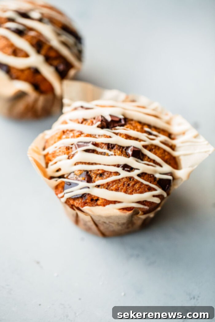 Spiced Pumpkin Chocolate Chip Muffins with Coffee Glaze 5 Pumpkin Chocolate Chip Muffins with Coffee Glaze Drizzle