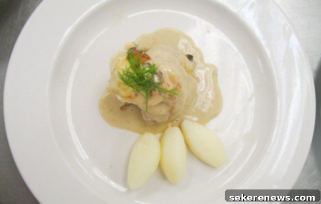 Day 48: Succulent Trout Paupiettes, Creamy Butternut Squash Soup, and Luscious Berry Cake 5 Trout Paupiettes Plated