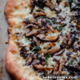 White Truffle Mushroom Havarti Pizza 4 Mushroom Pizza with Havarti Cheese, Fresh Herbs, & Truffle Oil #castelloart