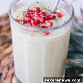 Tropical Avocado Pineapple Smoothie 6 Avocado Pineapple Smoothie with Pomegranate Arils