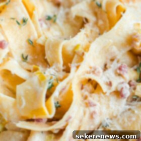 Creamy Leek and Pancetta Pappardelle for Two