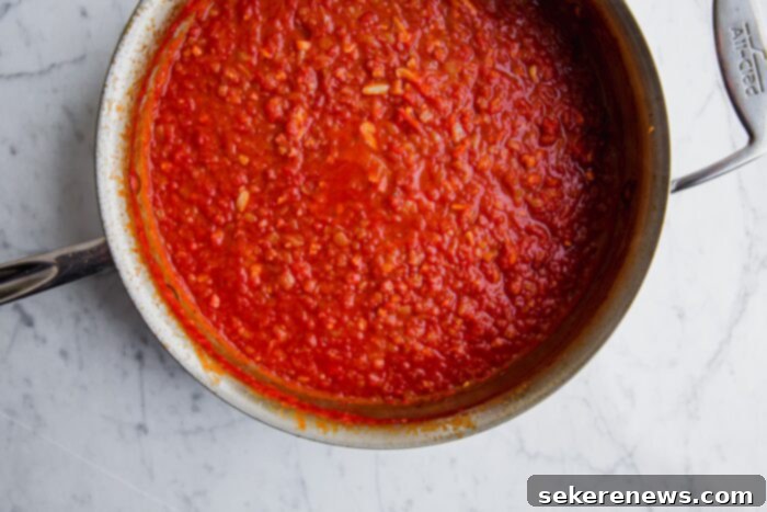 Classic Amatriciana Pasta 9 amatriciana sauce in skillet