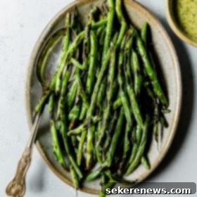 Blistered Snap Beans with Zesty Cilantro Dressing 11 Charred Green Beans on Platter