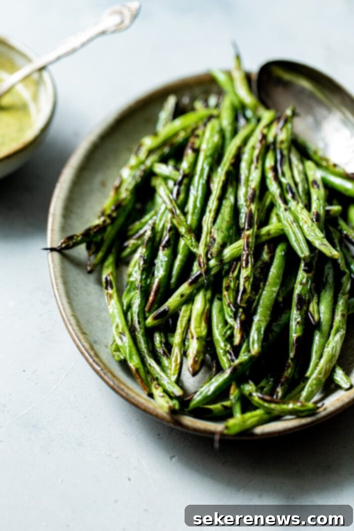 Blistered Snap Beans with Zesty Cilantro Dressing 8 Grilled Green Beans