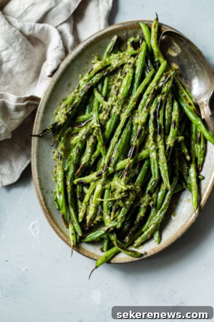 Blistered Snap Beans with Zesty Cilantro Dressing 10 Charred Green Beans with Cilantro Vinaigrette