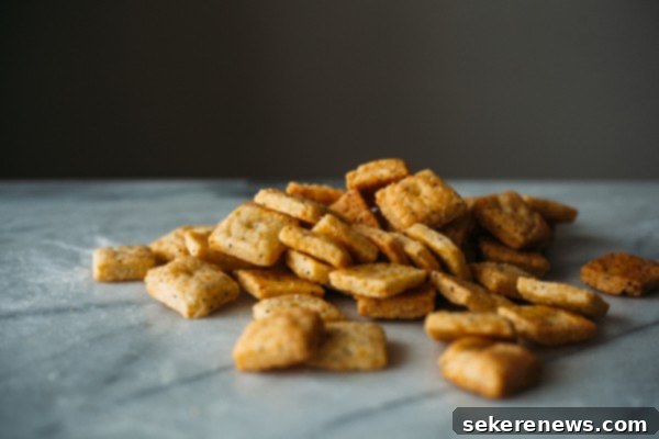 9 Everything Bagel Inspired Dishes 6 Crispy Everything Bagel Cheeze-Its, a savory homemade snack.