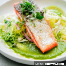 Seared Sockeye with Zesty Green Chile Adobo and Frisée 8 Seared Sockeye Salmon with Green Adobo Sauce and Frisée Salad. This elegant main course recipe can be prepared in less than 45 minutes!