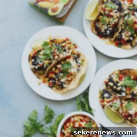 Zesty Southwestern Black Bean Tacos 7 Southwestern Black Bean Tacos. These vegetarian tacos are topped with a fresh corn salsa!