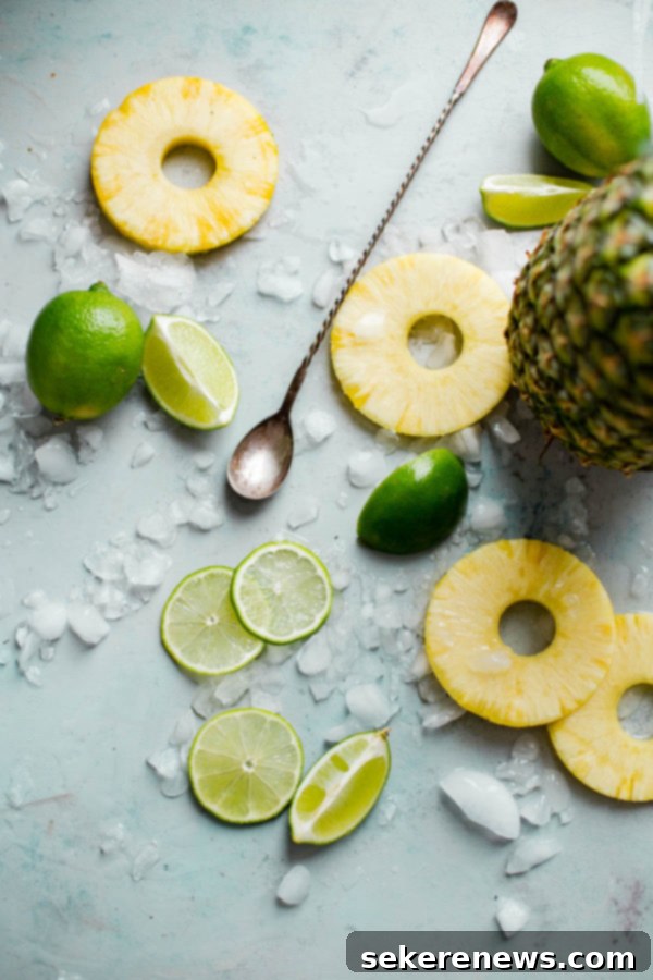 Tropical Ginger Zinger 3 Sliced Pineapple and Lime Pieces