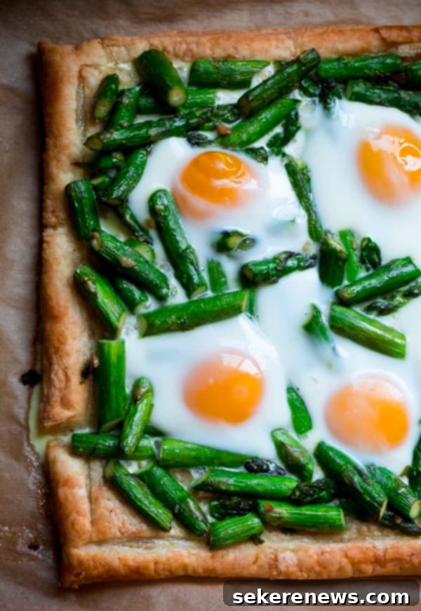 Perfect Asparagus Every Time 4 Asparagus Egg Tart on a rustic wooden board, ready to serve