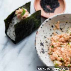 Zesty Tuna Onigiri 5 Spicy Tuna Onigiri - traditional Japanese onigiri filled with spicy Bella Portofino tuna.