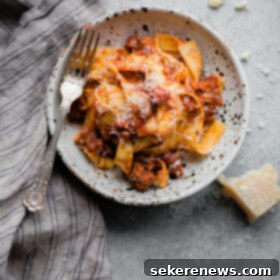 Deeply Flavorful Slow Cooker Bolognese 8 Slow Cooker Bolognese Sauce in a bowl, ready to eat