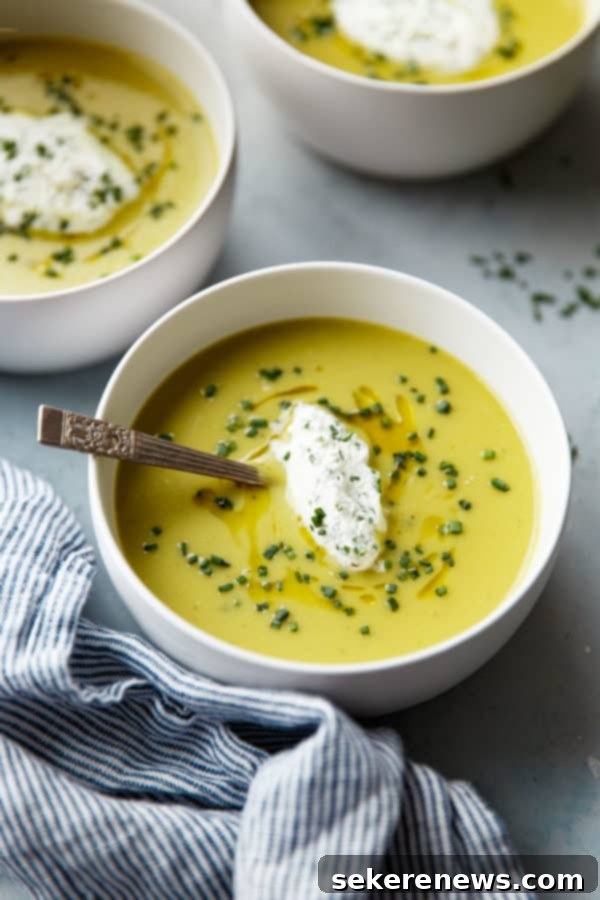 Asparagus Potato Soup with a quenelle of Chive Cream