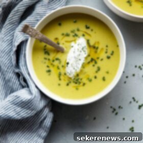 Asparagus Potato Soup with Chive Cream, a perfect spring dish