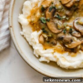 The Easiest Vegan Mushroom Gravy 8 Vegetarian Mushroom Gravy on Mashed Potatoes, a savory plant-based delight