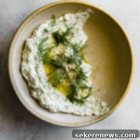 Whipped Garlic Herb Goat Cheese Dip 8 Garlicky Herbed Goat Cheese Spread in Ceramic Bowl