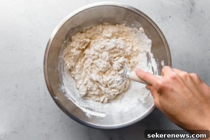 Perfect Sourdough Pizza Dough 6 Mixing Pizza Dough with Danish Dough Whisk