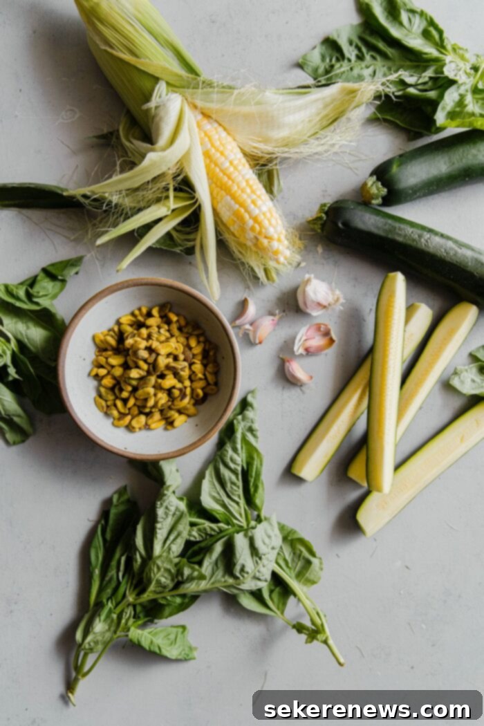 Pistachio Pesto Pasta with Smoky Grilled Corn, Zucchini, and Pecorino 6 Pistachio Pesto Pasta Ingredients