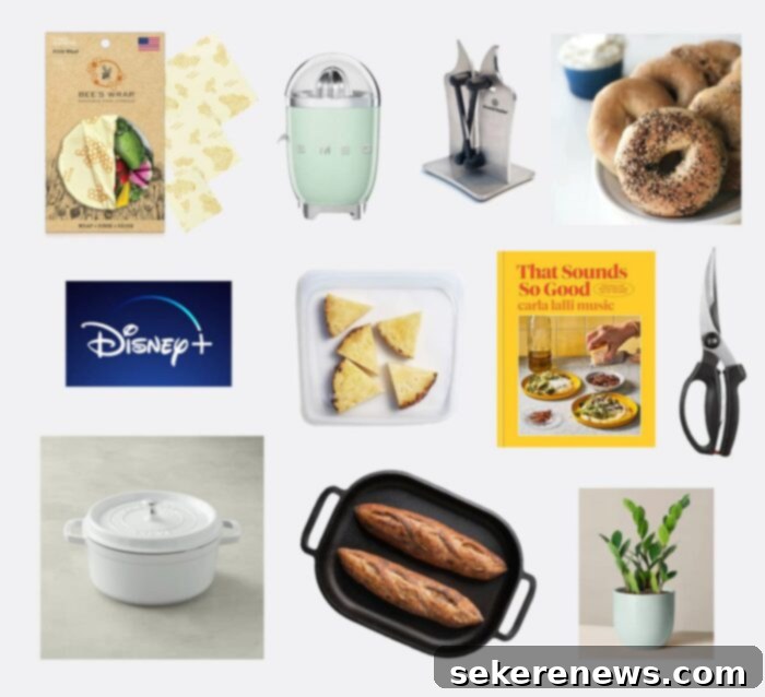 2021 A Beautiful Plate Gift Guide A vibrant collection of unique gift items, including a ceramic mug, a board game, cozy slippers, and kitchen gadgets, showcased as part of the 2021 A Beautiful Plate Gift Guide.