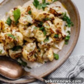 Golden Roasted Cauliflower with Zesty Tahini and Mint 4 Roasted Cauliflower with Tahini and Mint