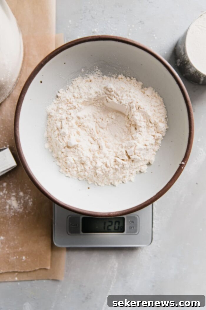 Beyond the Bag Understanding Bread Flour and All Purpose 5 Flour in Bowl on Scale