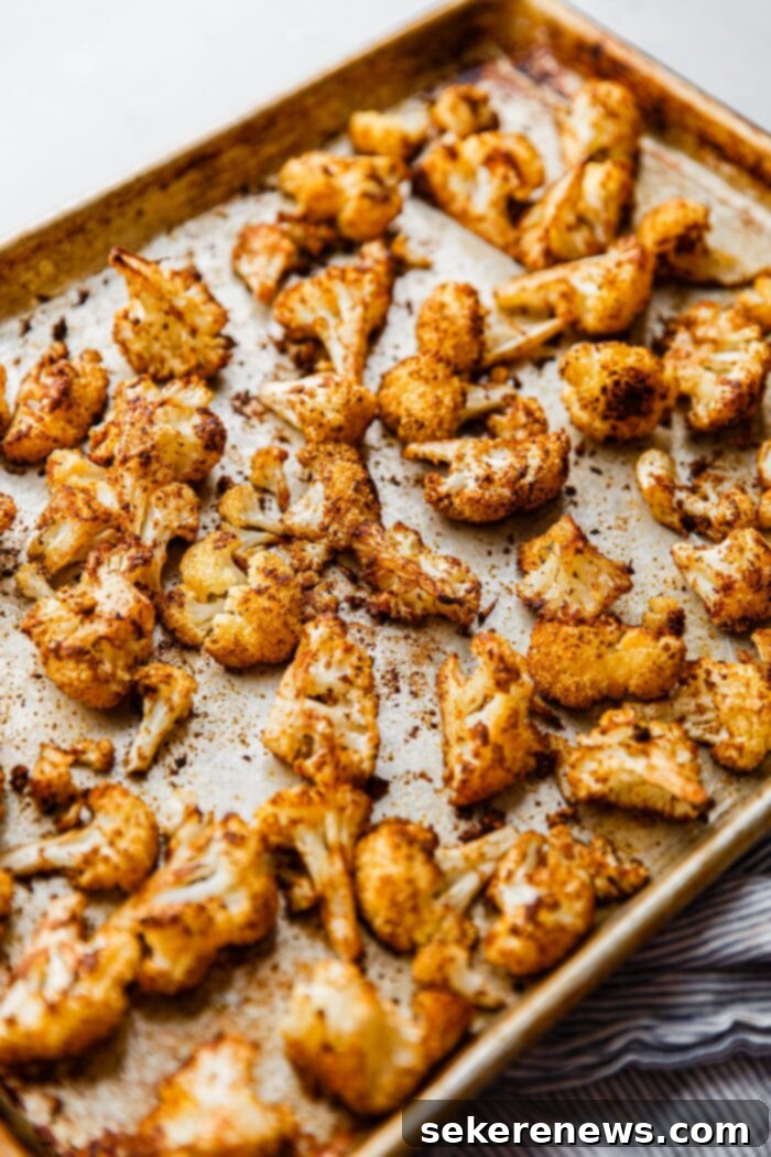 Golden Spiced Cauliflower 2 Spiced Roasted Cauliflower on Sheet Pan