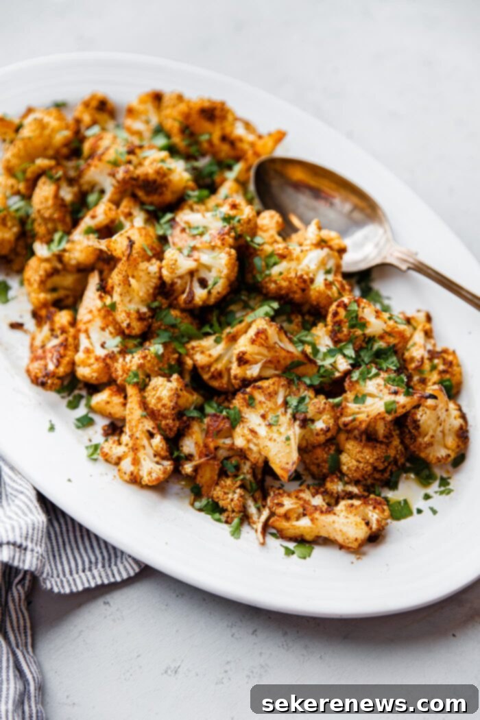 Golden Spiced Cauliflower 9 Spiced Roasted Cauliflower on Platter
