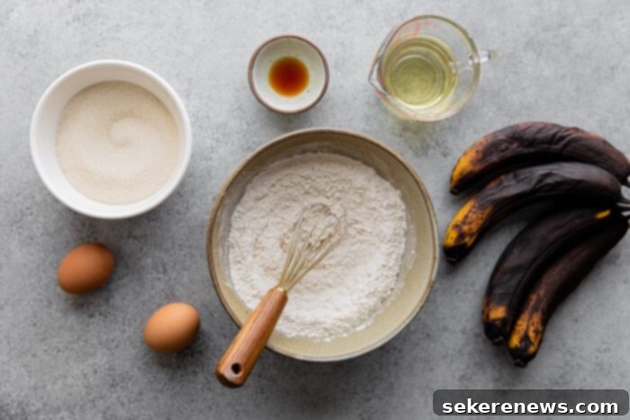 Ultimate Moist Banana Bread 6 All the Ingredients for Moist Banana Bread Laid Out