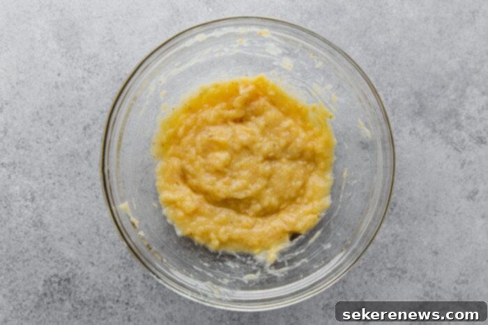 Ultimate Moist Banana Bread 7 Bowl of Mashed Ripe Bananas