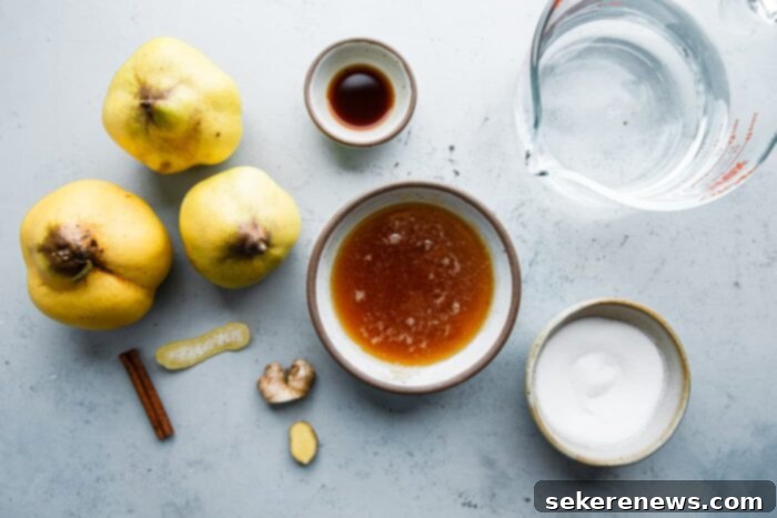 Golden Poached Quince 5 Poached Quince Ingredients