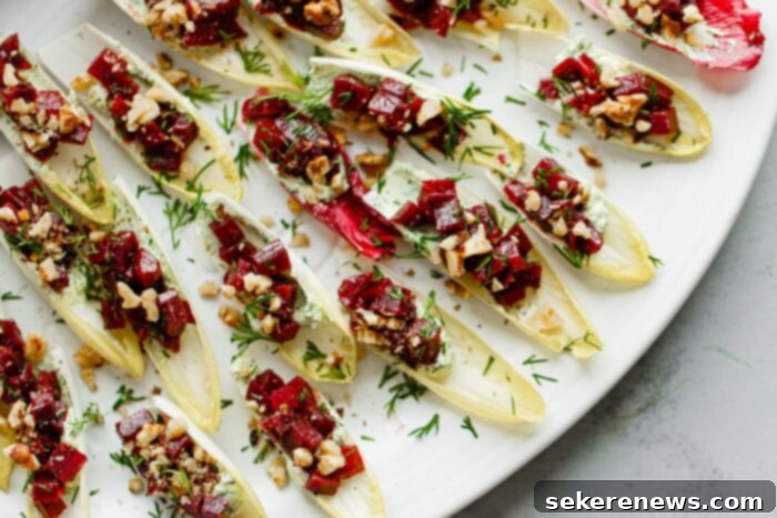 Endive Canapés with Beet and Goat Cheese 7 Beet and Goat Cheese Endive Bites