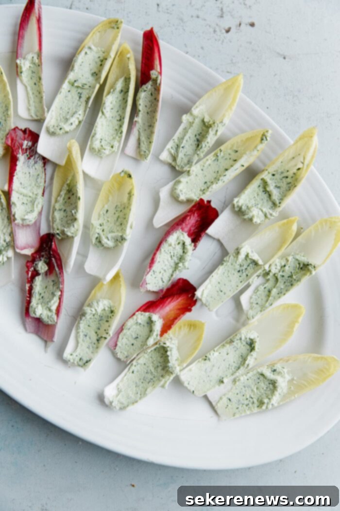 Endive Canapés with Beet and Goat Cheese 8 Goat Cheese Spread in Endive Leaves