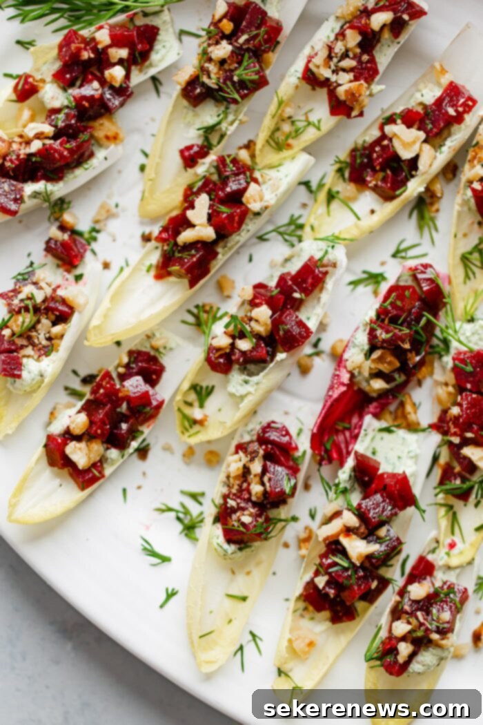 Endive Canapés with Beet and Goat Cheese 9 Beet and Goat Cheese Endive Bites