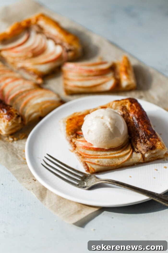 Golden Apple Puff Pastry Tart 15 Puff Pastry Apple Tart Slice with Ice Cream