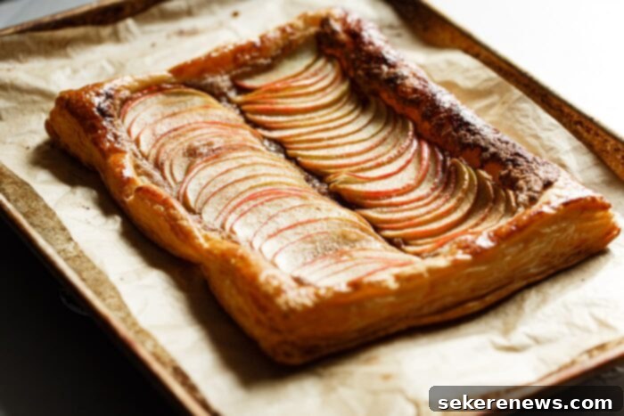 Golden Apple Puff Pastry Tart 6 Puff Pastry Apple Tart on Sheet Pan
