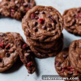 Decadent Chewy Chocolate Cranberry Cookies 11 Stack of Chewy Chocolate Cranberry Cookies
