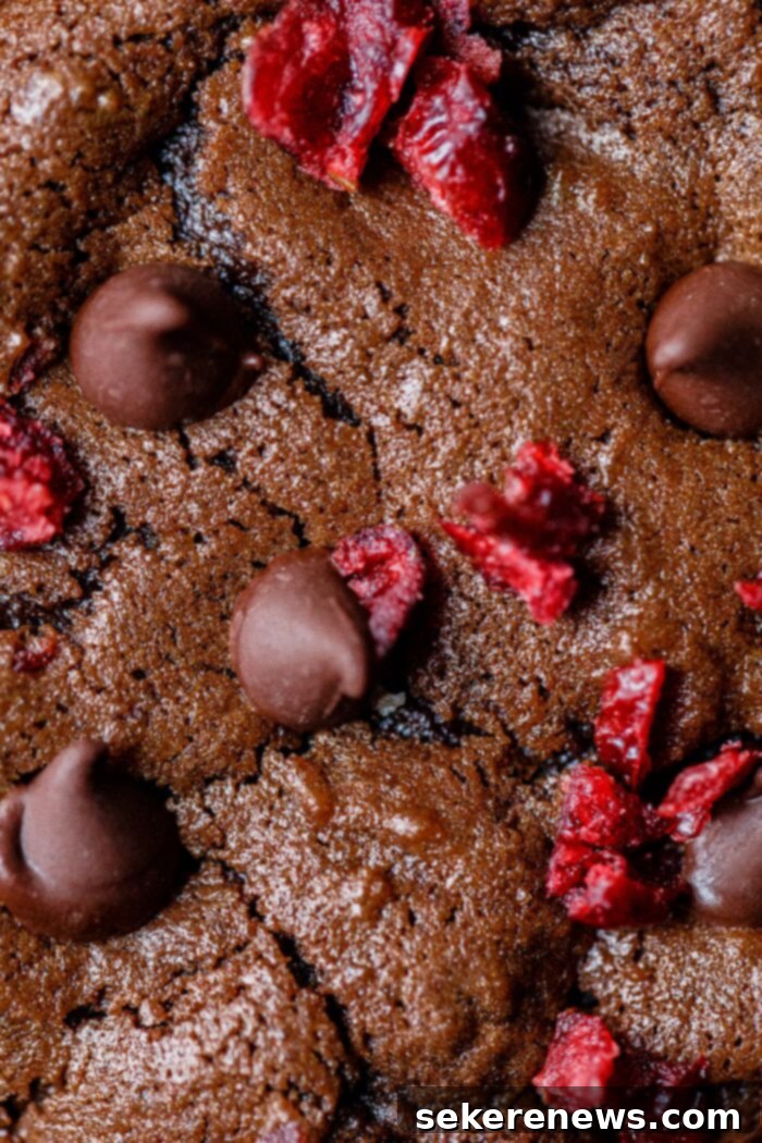 Decadent Chewy Chocolate Cranberry Cookies 6 Texture of Chewy Chocolate Cookie with Cranberries