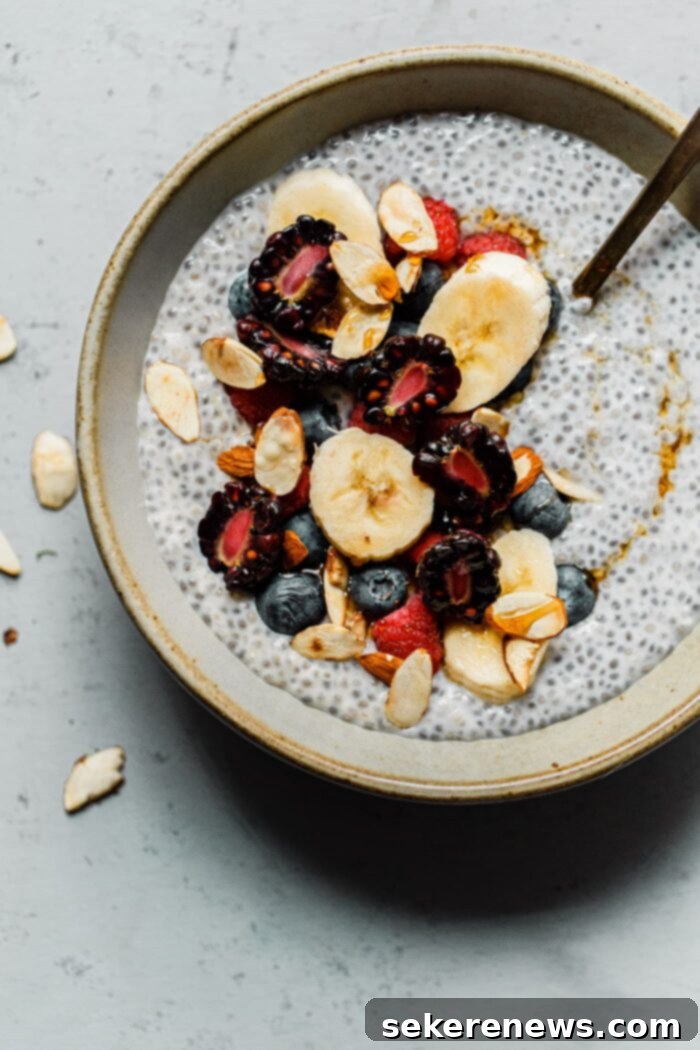 Effortless Overnight Chia Delight 2 Chia Pudding Recipe - Creamy, lightly sweetened overnight chia pudding with berries