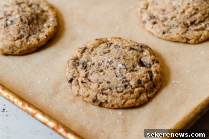 Signature Chocolate Chunk Cookies 4 Chocolate Chunk Cookies on Baking Sheet