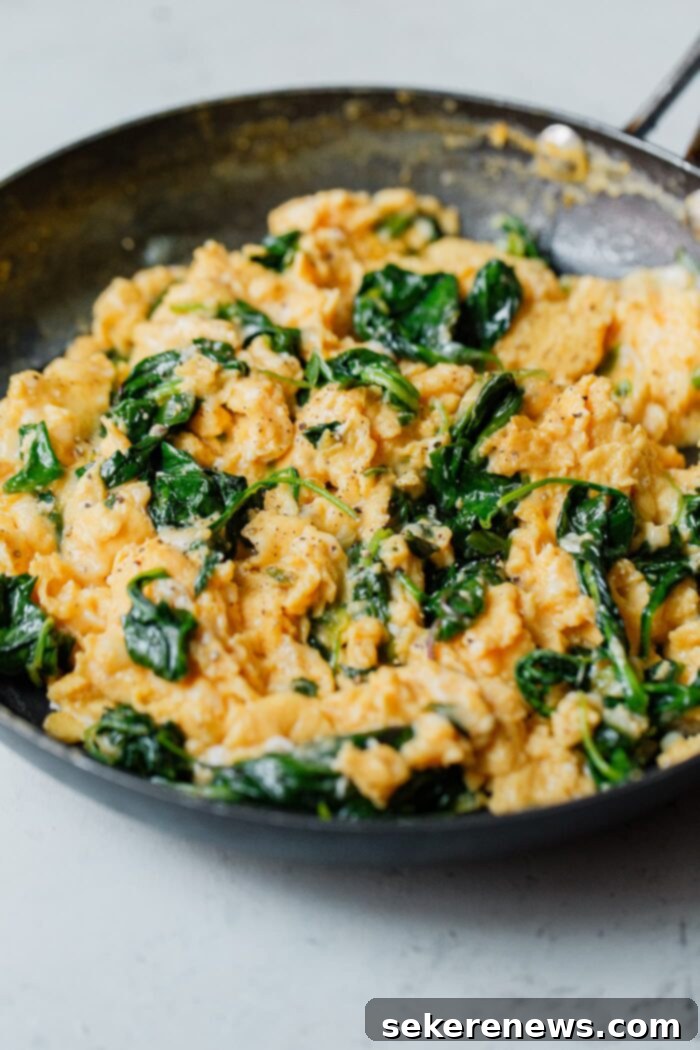 Fluffy Cheesy Scramble with Fresh Greens 5 Cheesy Scrambled Eggs With Greens Recipe