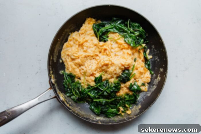 Fluffy Cheesy Scramble with Fresh Greens 8 How to Make Cheesy Scrambled Eggs with Greens