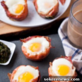 Savory Pesto Prosciutto Egg Cups 8 Prosciutto Egg Cups with Pesto