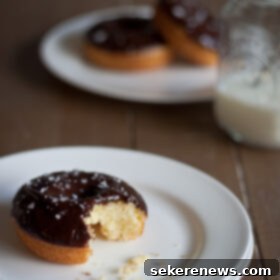 Baked Olive Oil Doughnuts with Dark Chocolate Glaze 6 Baked Olive Oil Doughnuts with Dark Chocolate Glaze
