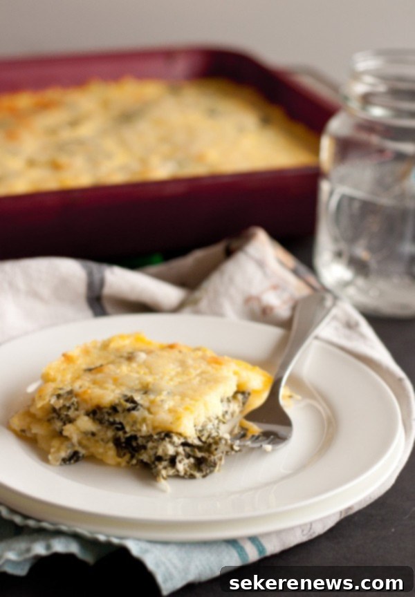 Polenta Al Forno with Collard Greens, a rustic Italian comfort food dish
