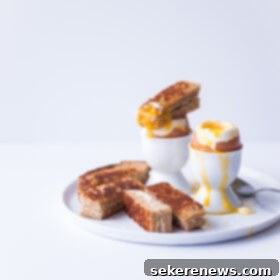 Dip into Delight: Soft Eggs and Crispy Cheese Soldiers 4 Circular image of a perfect soft-boiled egg with grilled cheese soldiers.